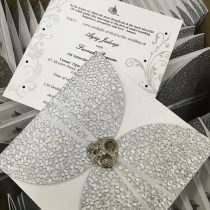 Silver Bubbles Petal Invitation