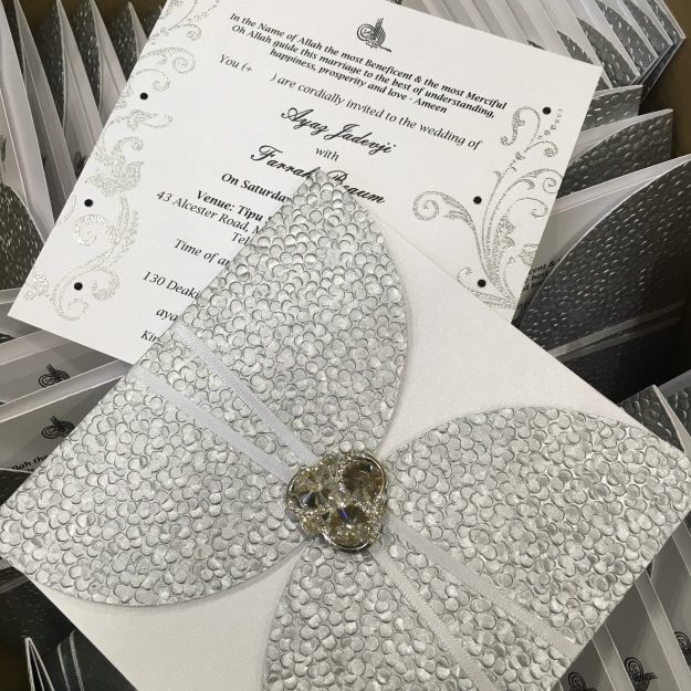 Silver Bubbles Petal Invitation