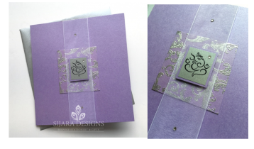 Pooja lavender hindu wedding invitation