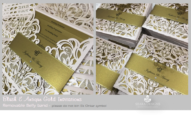 Jazkiran Blush & Gold Sikh wedding invitation