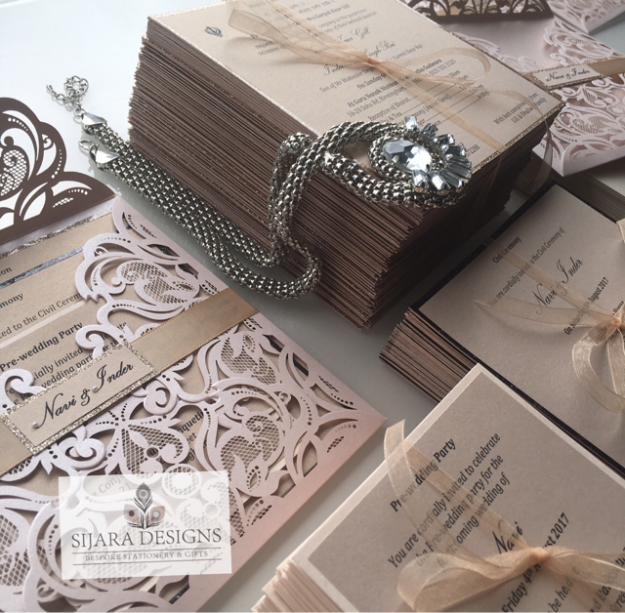 Navi Mademoiselle Blush Laser Cut Card Navi Mademoiselle blush Laser cut invitation